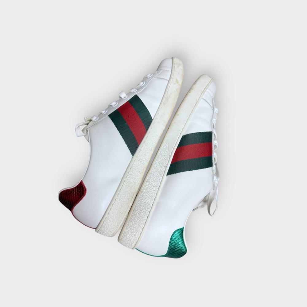 Gucci Leather Ace White Embroidered Sequin Arrow Trainer Sneakers - Picture 6 of 15